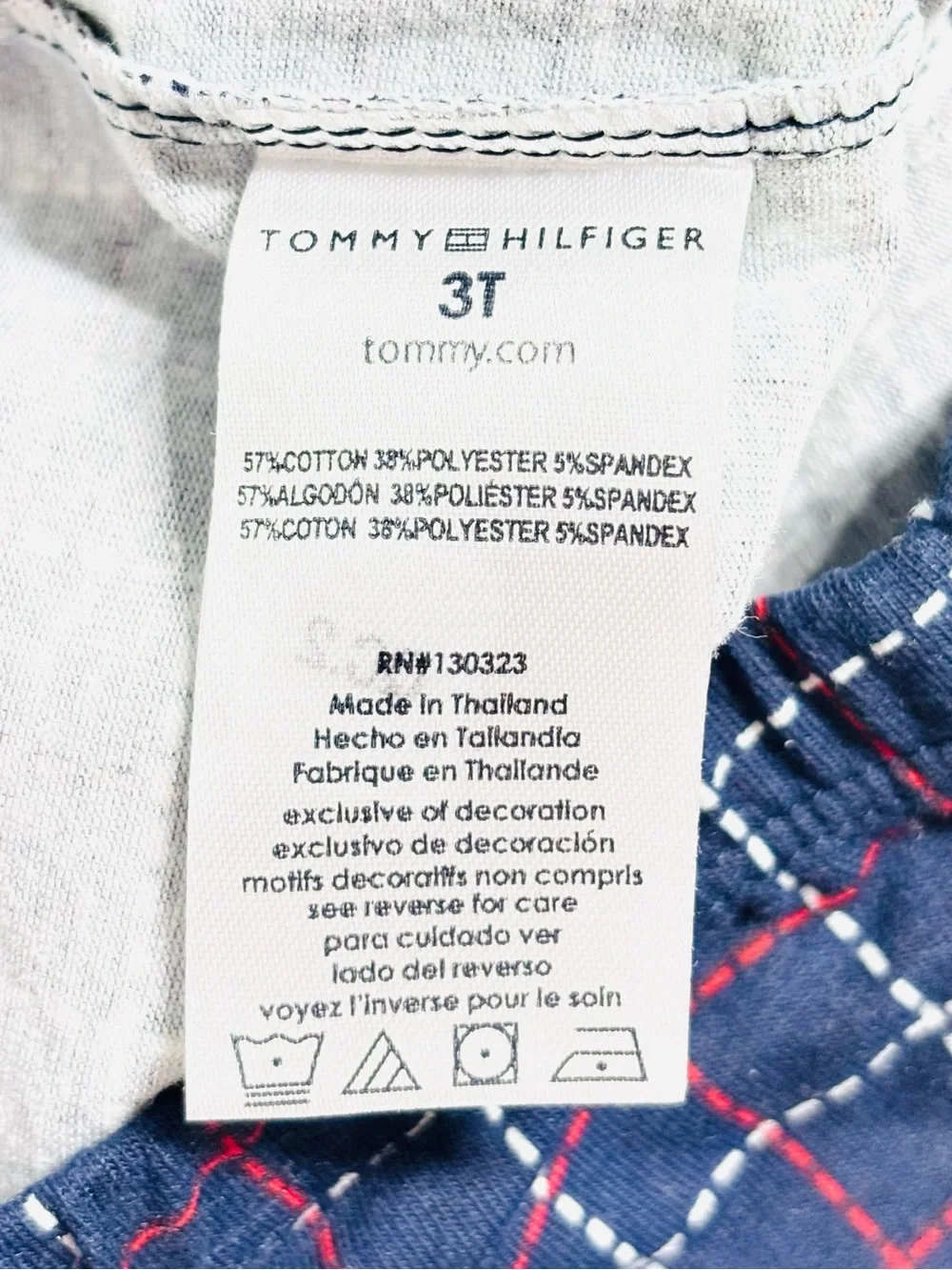 NEW Tommy Hilfiger Girls' Denim & Plaid Peplum Jacket Blue/Red Leggings Set 3T